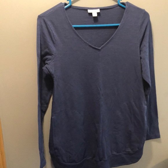 J Jill petite XS blue long sleeved top with pockets - Picture 1 of 8